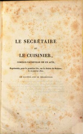 Le secrétaire et le cuisinier : comédie-vaudeville en un acte