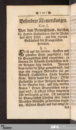 Cap. I. Von dem Beweißthum, welchen die Herren Catholischen für die Wahrheit ihrer Lehre...