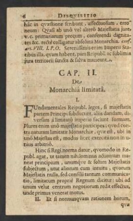 Cap. II. De Monarchia limitata.