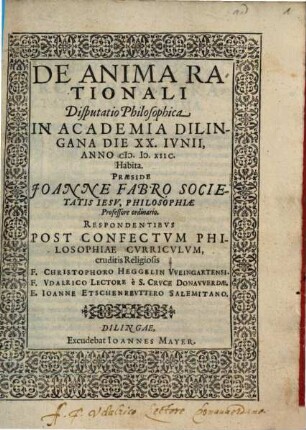De Anima Rationali Disputatio Philosophica