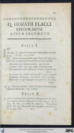 Q. Horatii Flacci Epistolarum Liber Secundus.
