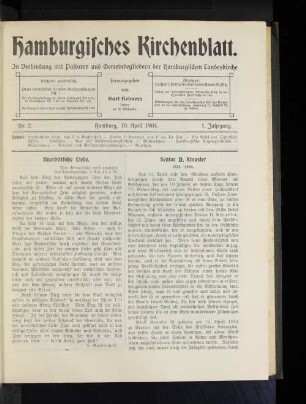 Nr. 2. Hamburg, 10. April 1904. 1. Jahrgang.