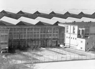 Dresden-Klotzsche, Flughafenstraße. Flughafen Dresden. Hangar 219. Teilansicht der Ostseite