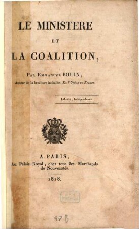 Le ministère et la coalition