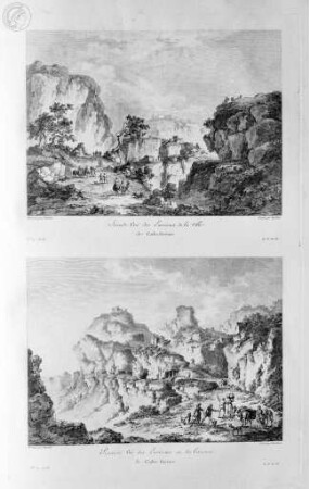Voyage pittoresque ou description des royaumes de Naples et de Sicile. 4 Bde., 4. Band. 1. und 2. Teil., Tafel 50 (auf Seite 126 folgend unten): Ansicht von Castrogiovanni (Enna)