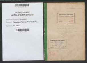 Wirtschaftlicher Lagebericht für das dritte Kalendervierteljahr 1938 Regierungsbezirk Aachen.