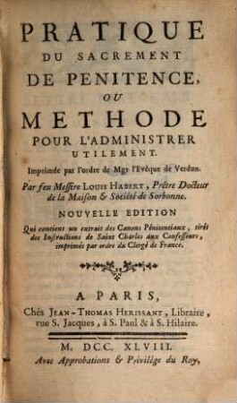 Pratique du Sacrement de Penitence