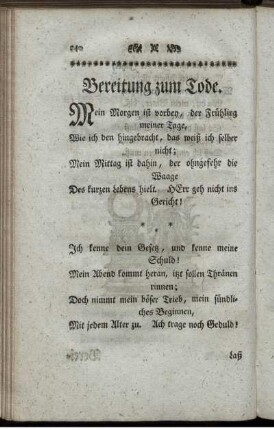 Bereitung zum Tode.