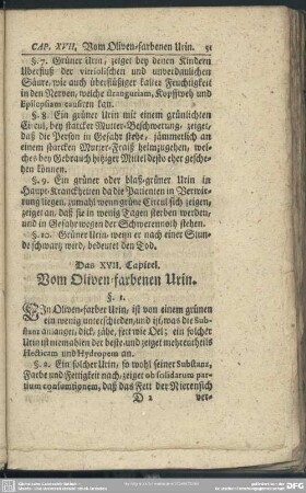 Das XVII. Capitel. Vom Oliven-farbenen Urin