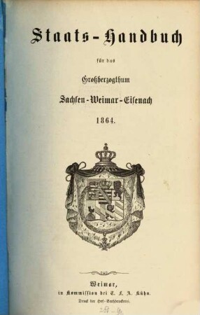Staatshandbuch für das Großherzogtum Sachsen. 1864, 1864