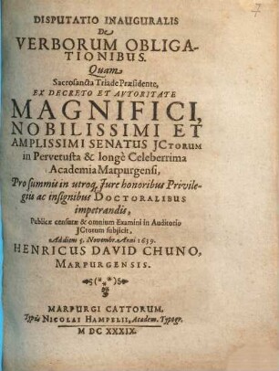 Disputatio Inauguralis De Verborum Obligationibus