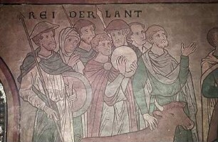 Die Vertreter der ehemaligen friesischen Gaue bringen dem heiligen Paulus Gaben für die Erbauung des Doms
