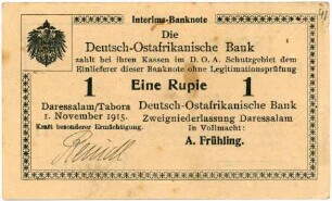 Geldschein, Rupee (Rupie), 1.11.1915