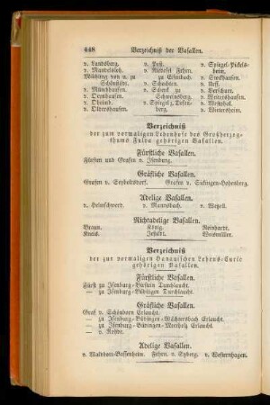 Verzeichnis der zum vormaligen Lehenhofe des Großherzogthums Fulda gehörigen Vasallen.