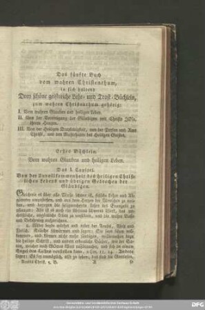 Das I. Capitel. Von der Unvollkommenheit des heiligen Christlichen Lebens und übrigen Gebrechen der Gläubigen.