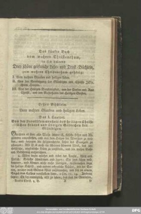 Das I. Capitel. Von der Unvollkommenheit des heiligen Christlichen Lebens und übrigen Gebrechen der Gläubigen.