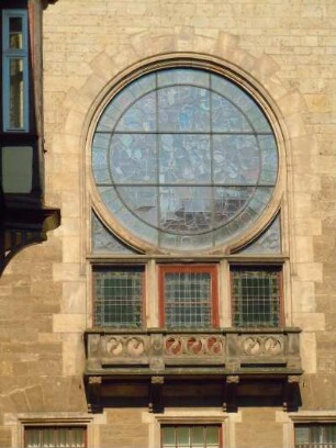 Quedlinburg - Rathausanbau : Glasbild vom Rathausanbau von aussen, aufgenommen am 29. April 2014 in Quedlinburg. Foto Uwe Gerig