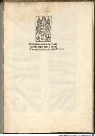 Lectura super titulo 'De iureiurando' (Lib. Extra 2,24) : mit Privileg