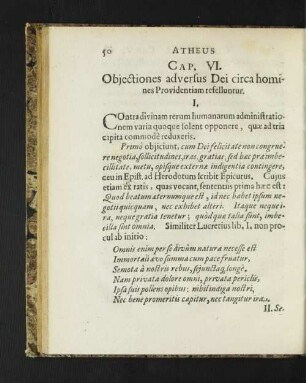 Cap. VI. Objectiones adversus Dei circa homines Providentiam refelluntur.