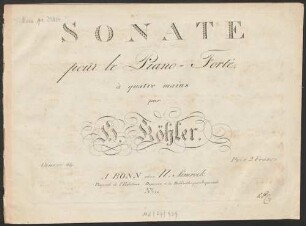 SONATE pour le Piano-Forté, à quatre mains par H. Köhler. Oeuvre 69
