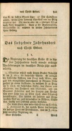 Das siebzehnte Jahrhundert nach Christi Geburt.