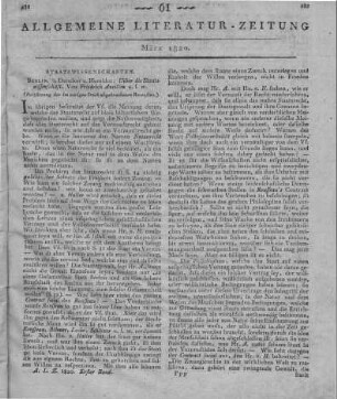 Ancillon, J. P. F.: Ueber die Staatswissenschaft. Berlin: Duncker & Humblot 1820 (Fortsetzung der im letzten Stück abgebrochenen Recension.)