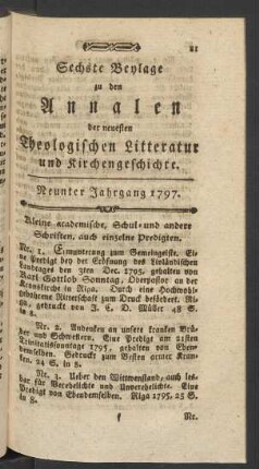 Sechste Beylage