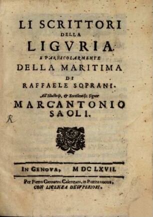 Li scrittori della Liguria