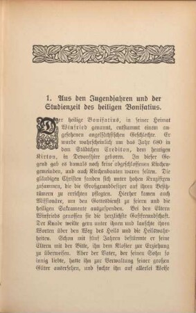1. Aus den Jugendjahren und der Sttudienzeit des heiligen Bonifatius.