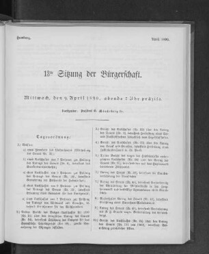 13te Sitzung der Bürgerschaft.