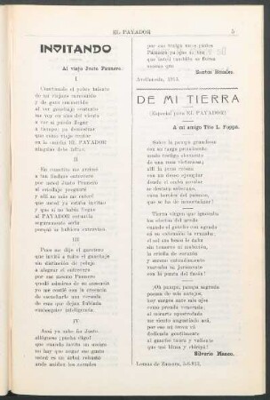 De mi tierra : (Especial para El payador)