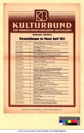 Originaltitel: Veranstaltungen im Monat April 1951
