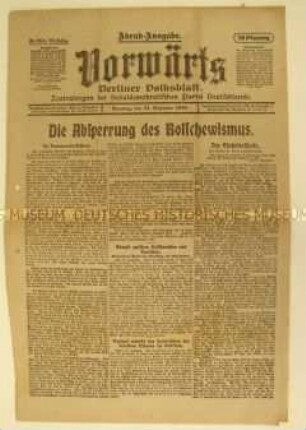 Zentralorgan der SPD "Vorwärts" u.a. mit einem Rückblick auf die Zeit der Labourregierung in Großbritannien