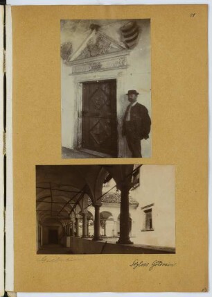Schloss Goldrain, Goldrain (Latsch): Tür und Arkadengang im Innenhof (aus: Skizzen- und Fotoalbum 14)