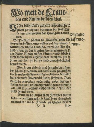 Wo men de Krancken und Armen besöken schal