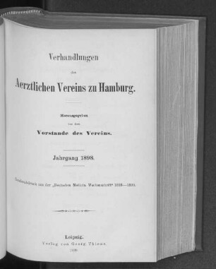 1898: Verhandlungen des Ärztlichen Vereins zu Hamburg