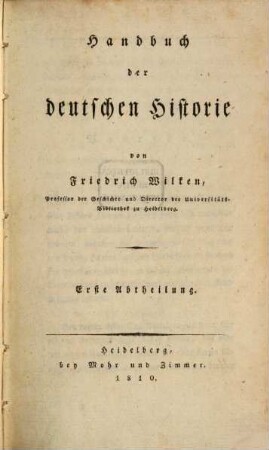 Handbuch der deutschen Historie