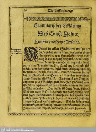 [Des Buchs Josuae. Fünffte und Letzte Predigt]