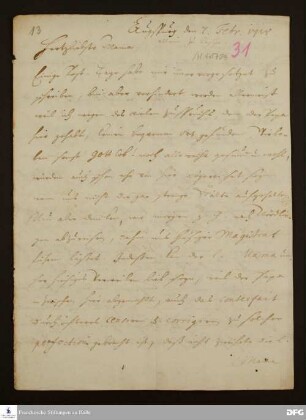 Brief von Gotthilf August Francke an Anna Magdalena Francke.
