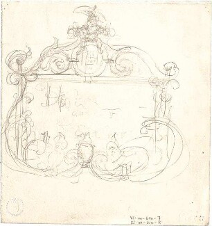 ohne Verfasserangabe; Eppan, Bozen / Südtirol (Italien); Bauaufnahmen - Schild zur Holzdecke im Haus Mayer, St. Michael in Eppan (Studie)