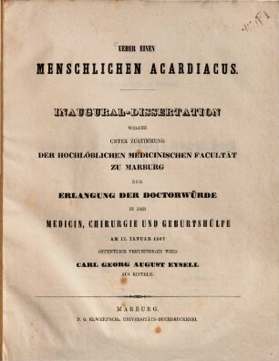 Ueber einen menschlichen Acardiacus : Inaug. Diss.