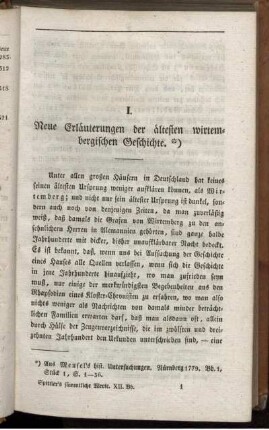 I. Neue Erläuterungen der ältesten wirtembergischen Geschichte