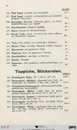 Teppiche, Stickereien (Nr. 239-262)