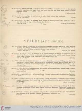 IV. Frühe Jade (Erdfunde) (Nr. 329-367)