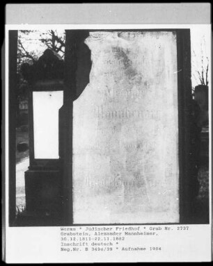 Grabstein von Alexander Mannheimer (gestorben 1882.11.22)