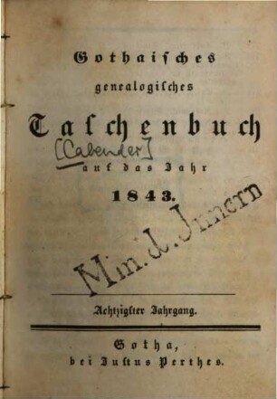 Gothaischer genealogischer Hof-Kalender : auf das Jahr .... 80. 1843