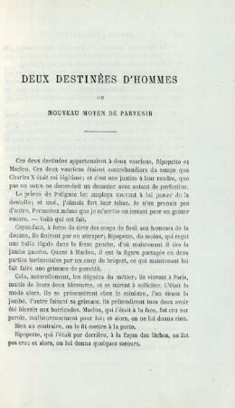Deux destinées d'hommes ou nouveau moyen de parvenir