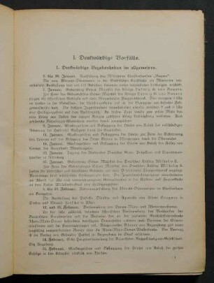 1. Denkwürdige Begebenheiten im allgemeinen.
