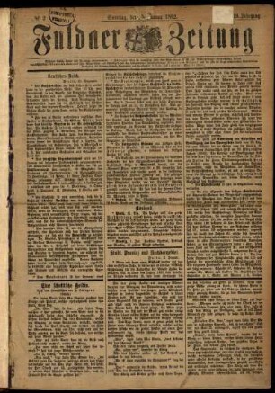 Ausgabe vom Samstag, den 02. Januar 1892.