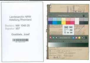 Entnazifizierung Josef Goebbels , geb. 04.10.1890 (Elektriker)